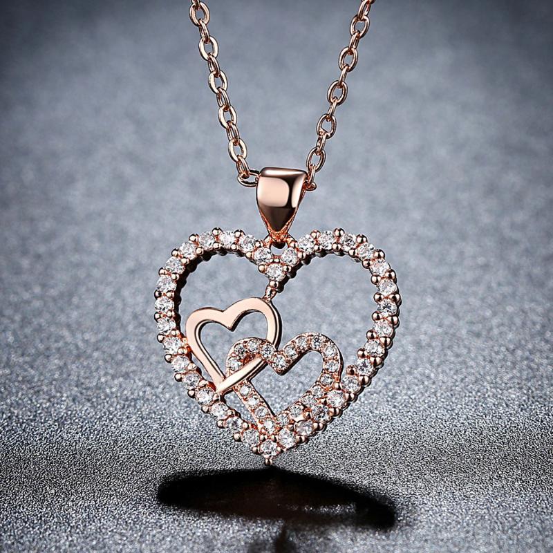 Korean Double layer Heart Necklace Shining Bling Zircon Women Clavicle Silver-color Chain Elegant Charm Wedding Pendant Jewelry
Korean Double layer Heart Necklace Shining Bling Zircon Women Clavicle Silver-color Chain Elegant Charm Wedding Pendant Jewelry