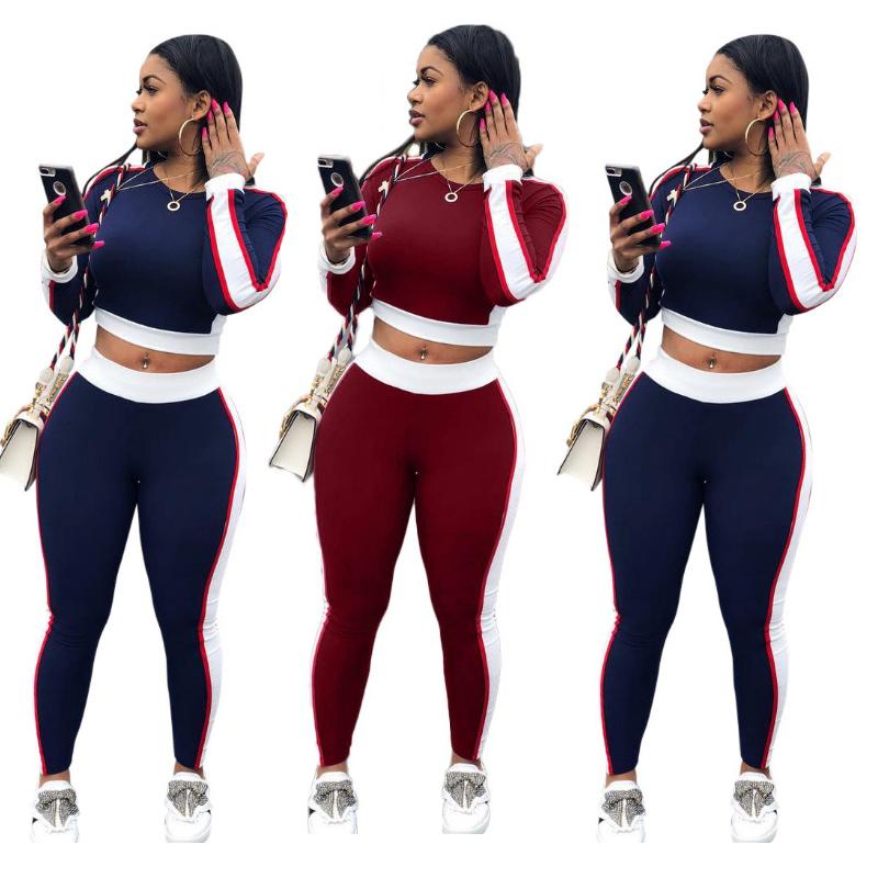 Stripe Print Long Sleeve Round Neck Sexy Crop Tops & Sweatpants Joggers Women Two Piece Outfits Winter Casual Tracksuits, Red
Stripe Print Long Sleeve Round Neck Sexy Crop Tops & Sweatpants Joggers Women Two Piece Outfits Winter Casual Tracksuits, Red