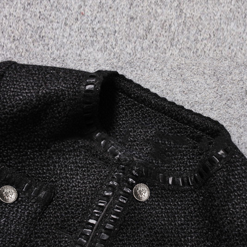 Black tweed women jacket spring / autumn / winter woolen coat new Wool classic jacket Ladies 201030