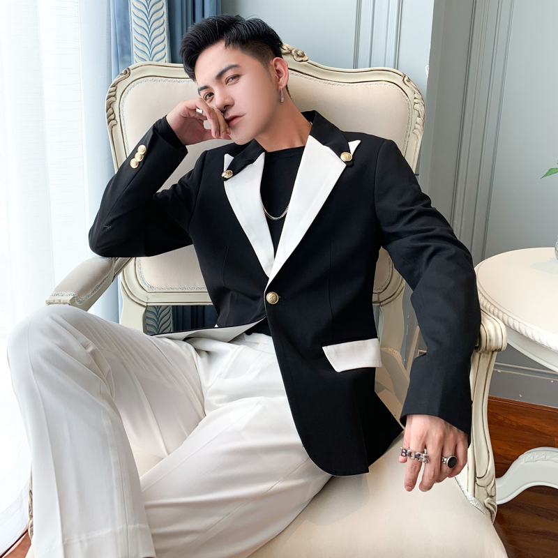2021 New -6xl. British Men' Clothing Small Suit Black White Color Matching Exquisite Collar Male Blazer Button XZQE
2021 New -6xl. British Men' Clothing Small Suit Black White Color Matching Exquisite Collar Male Blazer Button XZQE