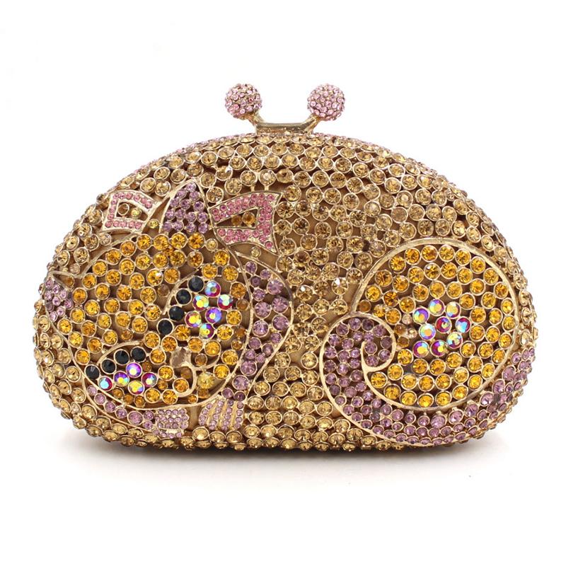 XIYUAN Brand Brown/Yellow Rhinestone Women Party Handbags Fashion Hollow Out Gemstone Animal Ladies Gold Metal Female Clutch
XIYUAN Brand Brown/Yellow Rhinestone Women Party Handbags Fashion Hollow Out Gemstone Animal Ladies Gold Metal Female Clutch