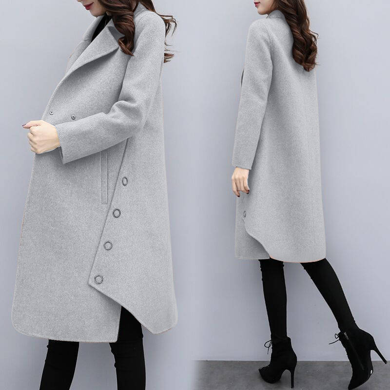 New Autumn Winter High Quality Blend Cardigan Jacket Oversize Long Trench Outwear Wool Coat Women 201103
