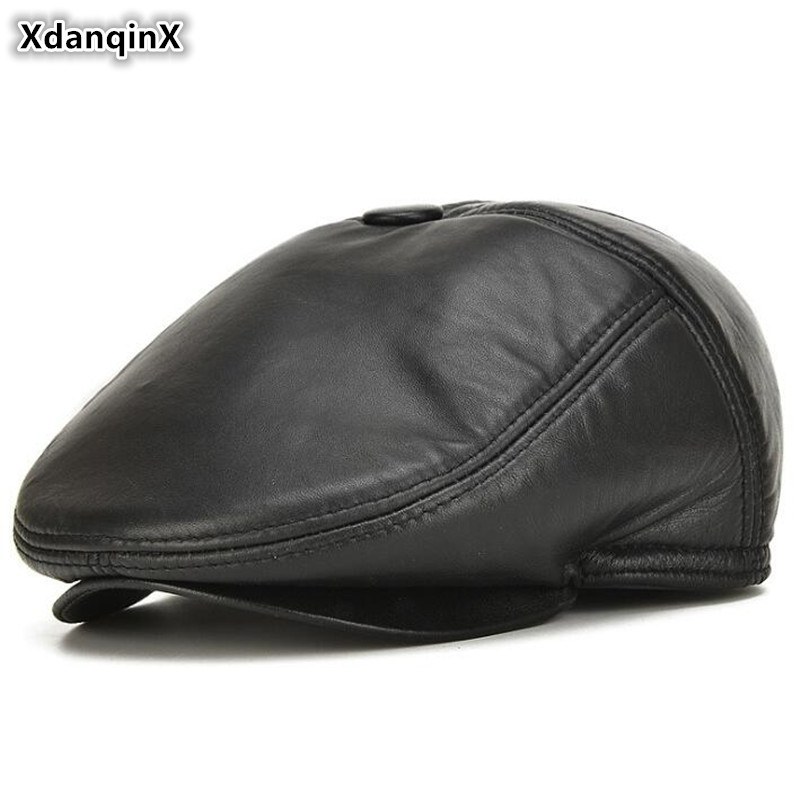 XdanqinX Autumn Winter Men's Genuine Leather Caps Thick Warm Berets Sheepskin Leather Brands Hats Snapback Cap Dad's Hat, Black
XdanqinX Autumn Winter Men's Genuine Leather Caps Thick Warm Berets Sheepskin Leather Brands Hats Snapback Cap Dad's Hat, Black