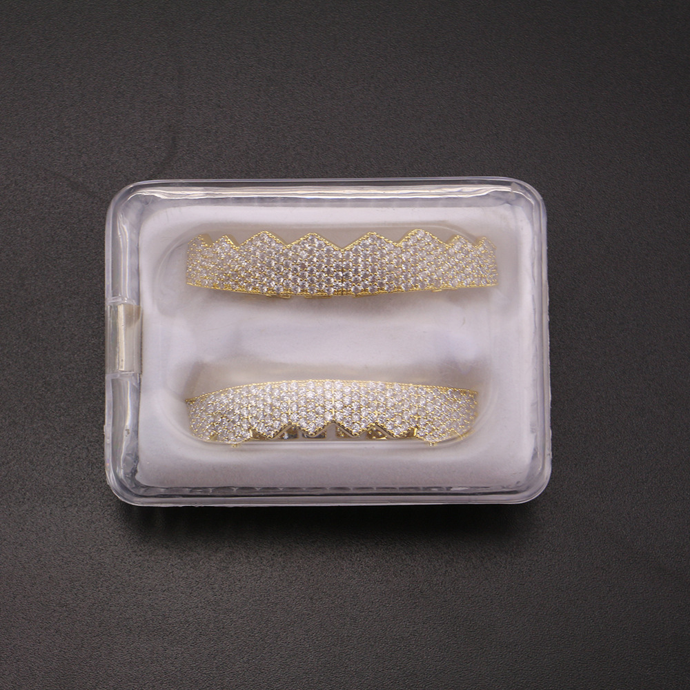 Hip Hop Teeth Body Cubic Zirconia Ice Out Gold Grillz Dental Grills Jewelry Accessories Free shipping