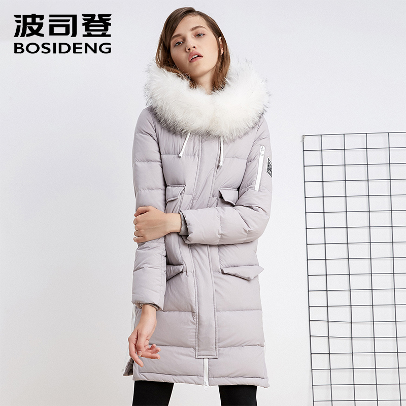 BOSIDENG New Winter Collection Women's midLength down Jacket Warm Jacket Coat for Women real fur High Quality B1601134 201019