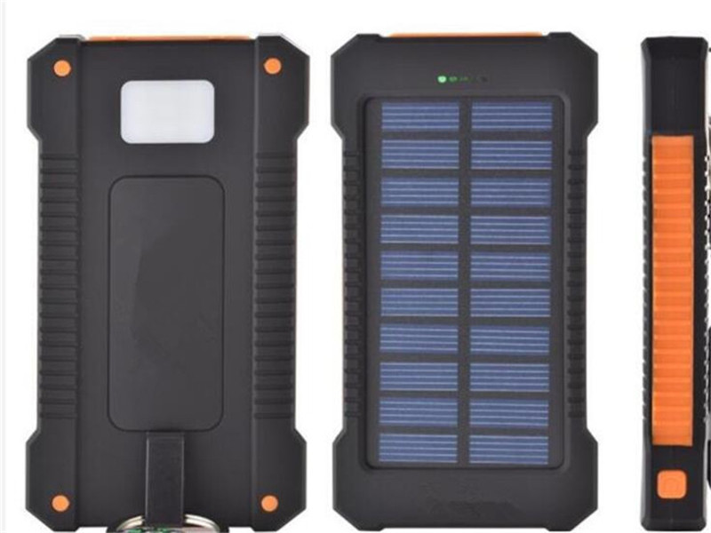 Solar Power Bank Charger 20000mah with Led Light Battery Portable outdoor Charge Double head USB Charging cell phone Powerbank6057