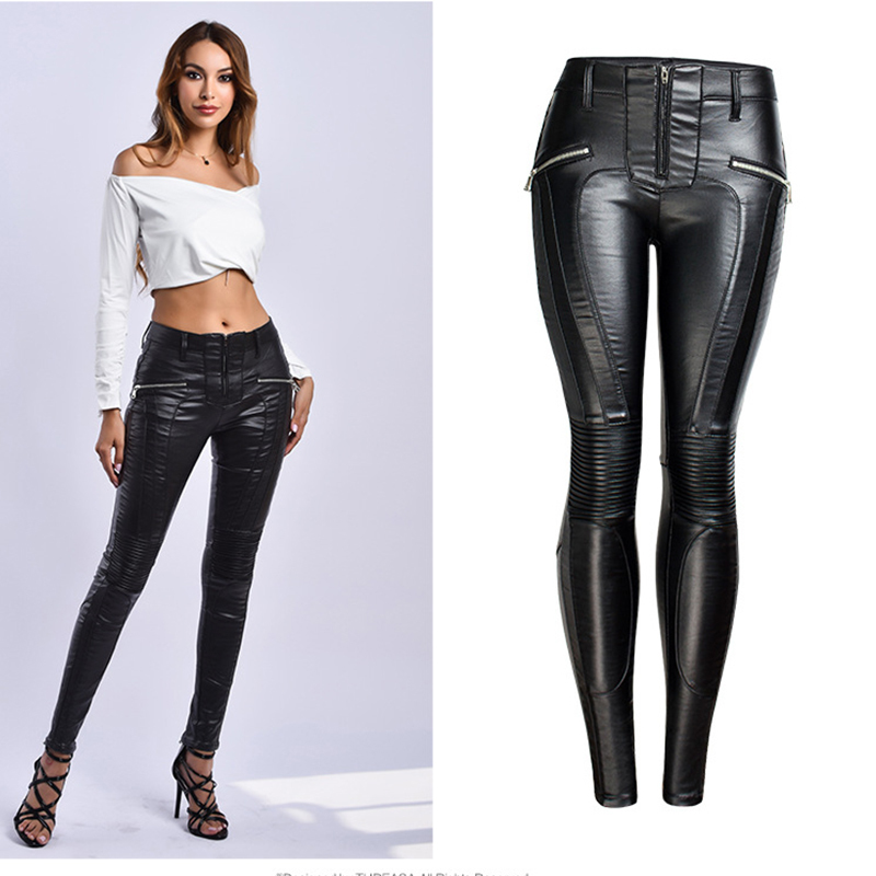 Winter Stretch PU Leather Pants For Women High Waist Joggers Women Trousers Plus Size Pencil Skinny Waisted Female Pants 201113
