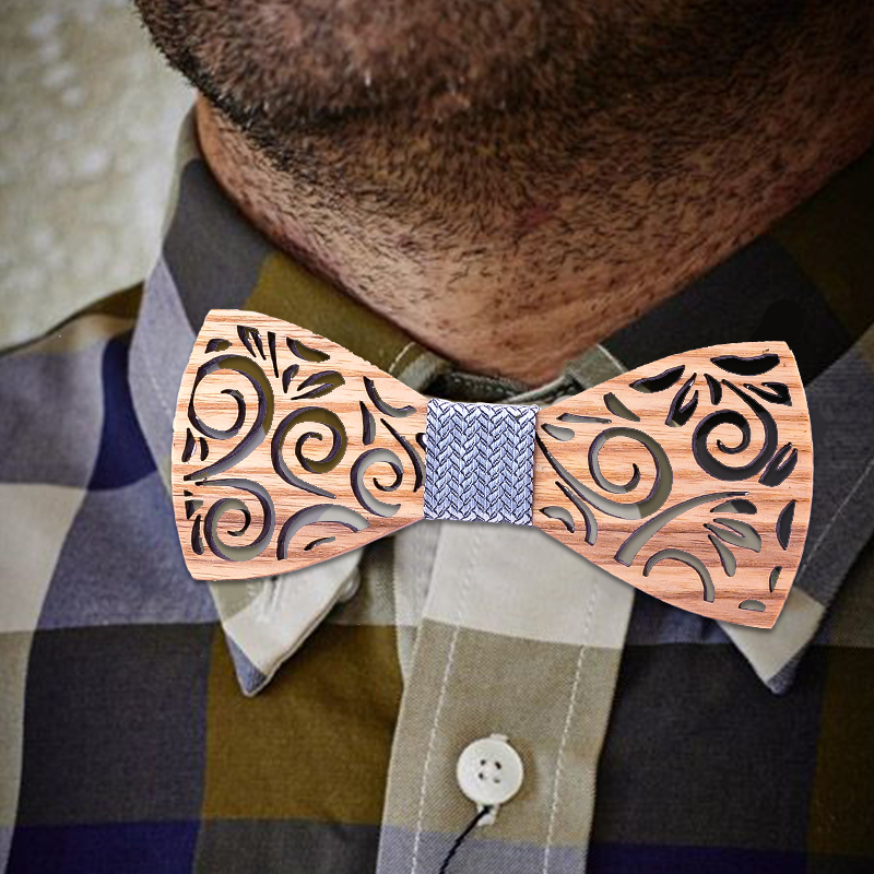 New White Wedding Bowtie Noeud Papillon Wooden Bow tie Pajaritas Cravat Bowties Female Male Brooch Cufflinks Tie set 201027
