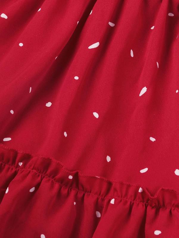 Toddler Girls Dalmatian Print Ruffle Hem Shirred Dress SHE