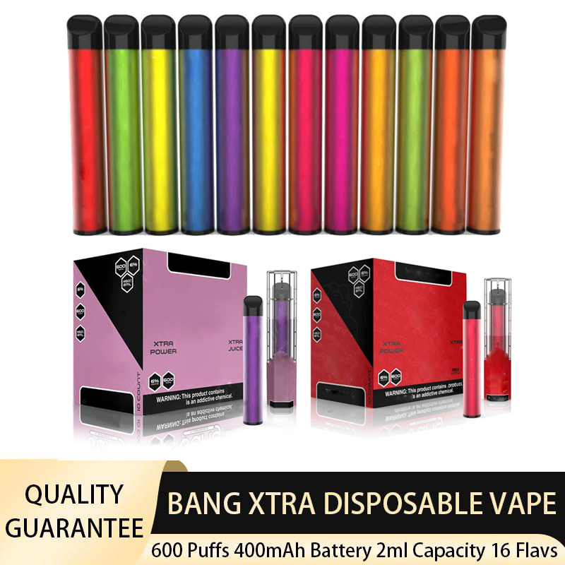 Bang XL Xtra Disposable Vape 2ml Cartridges 400mAh Battery Vaporizer E-Cigarette Kit 16 Colors 600 Puffs Vapes Pen
Bang XL Xtra Disposable Vape 2ml Cartridges 400mAh Battery Vaporizer E-Cigarette Kit 16 Colors 600 Puffs Vapes Pen
