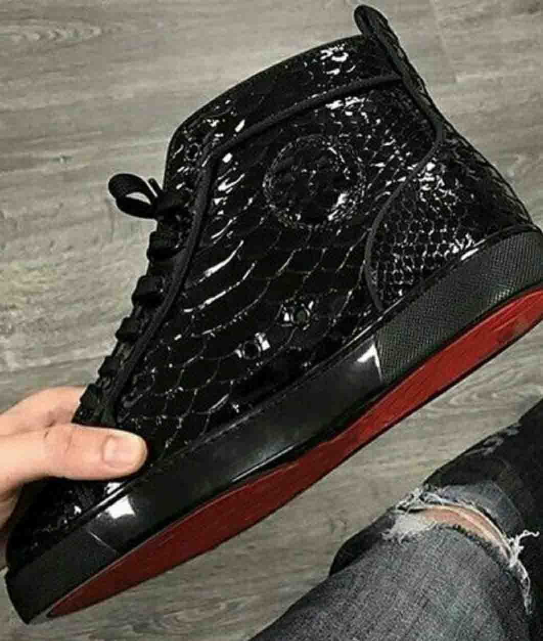 Men's Luxey Red Bottom High tops Sneakers Casual Shoes Fish Scale Black Patent Leather Fashion Lace Up Toe Irregular Spikes Sneakers
Men's Luxey Red Bottom High tops Sneakers Casual Shoes Fish Scale Black Patent Leather Fashion Lace Up Toe Irregular Spikes Sneakers