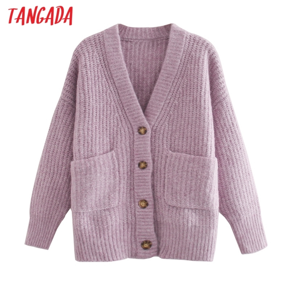 Tangada women elegant violet jumper vintage 2020 autumn winter lady oversized knitted cardigan coat 3H124, Purple
Tangada women elegant violet jumper vintage 2020 autumn winter lady oversized knitted cardigan coat 3H124, Purple