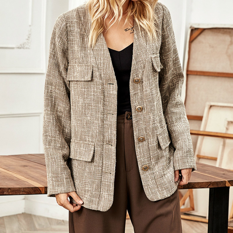 2021 New Oversized Female Tweed Blazers Full Length v Sleeves in Pockets Unique Breasted Loose Office Lady Blazer Autumn HUD8, Beige
2021 New Oversized Female Tweed Blazers Full Length v Sleeves in Pockets Unique Breasted Loose Office Lady Blazer Autumn HUD8, Beige