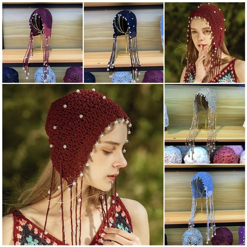 Women Beanie Bonnets handmade pearl princess hat new tassel fashion hollow hat Knitted Woolen Cap Lady's Autumn And Winter, 06
Women Beanie Bonnets handmade pearl princess hat new tassel fashion hollow hat Knitted Woolen Cap Lady's Autumn And Winter, 06