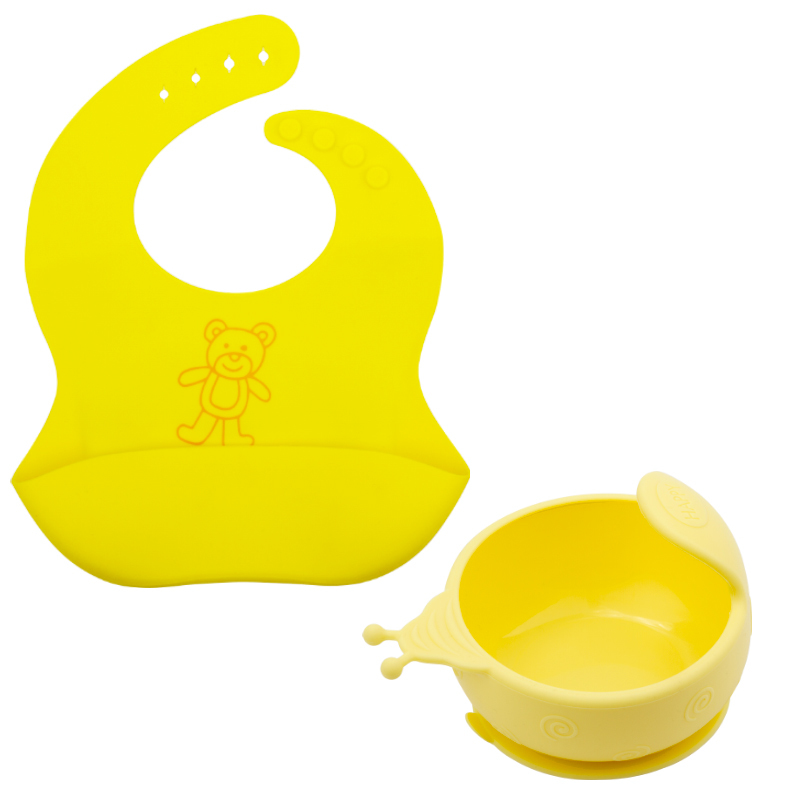 Qshare /set Baby Dinnerware Set for Baby-Led Weaning Silicone Baby Feeding Bowl Set LJ201221