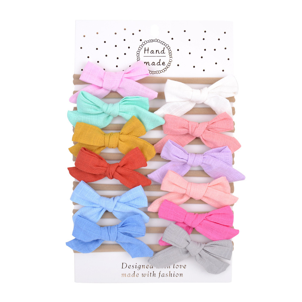 12pcs/lot Sweet Candy Colors Bow Headband Elastic Hair Band For Baby Girls Handmade Hairband Turban Headwear Hair Accessories LJ200903