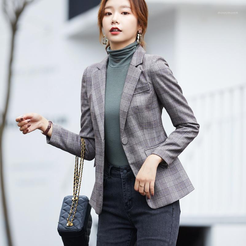 Women' single coat 2019 autumn new fashion casual temperament Slim professional lattice single buckle small suit1
Women' single coat 2019 autumn new fashion casual temperament Slim professional lattice single buckle small suit1