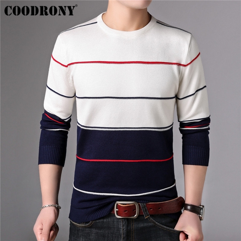 COODRONY Casual O-Neck Pull Homme Cotton Sweater Men Clothes Autumn Winter Soft Wool Pullover Men Long Sleeve Knitwear B015 201118