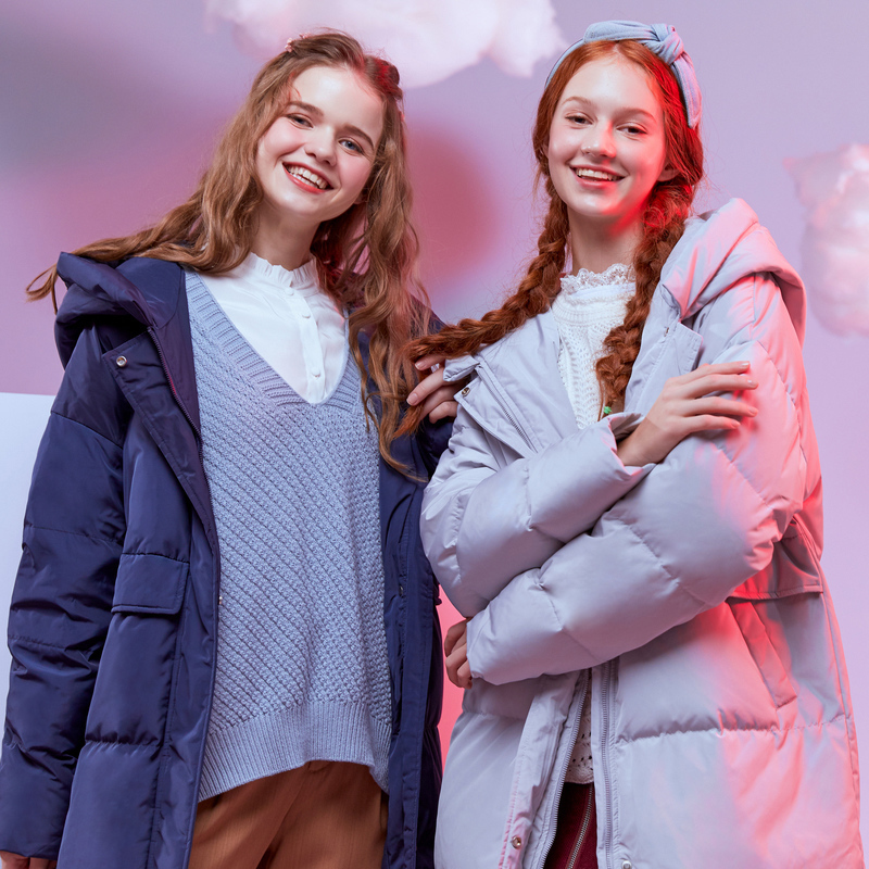 Metersbonwe New Long Warm Down Coats Over the knee Women Winter Warm 80% Gray Duck Down Hooded Female Coat Winter trend Outwear LJ201127