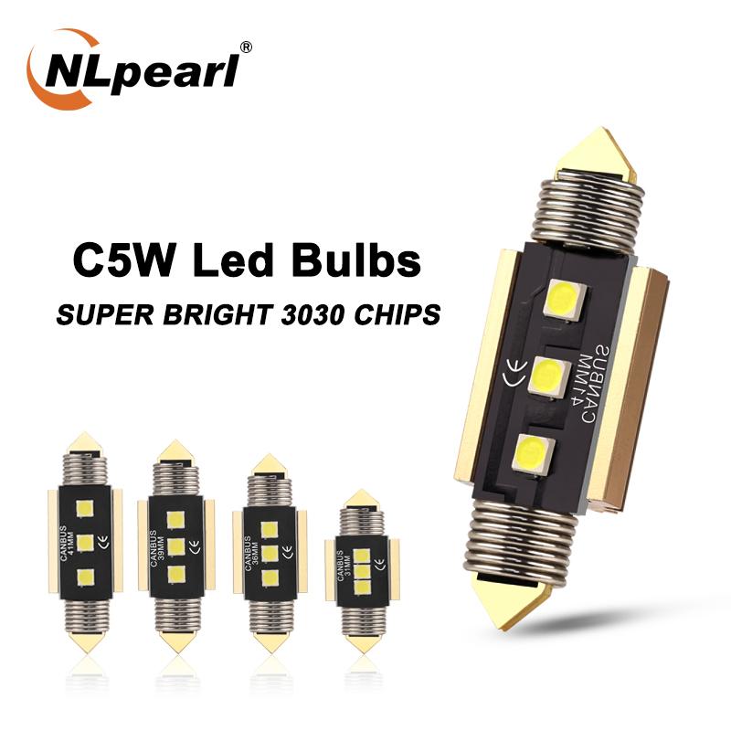

Nlpearl 2x Signal Lamp C5W Led C10W Festoon 31MM 36MM 39MM 41MM Car Interior Light Reading Dome Lamp License Plate Light White, As pic