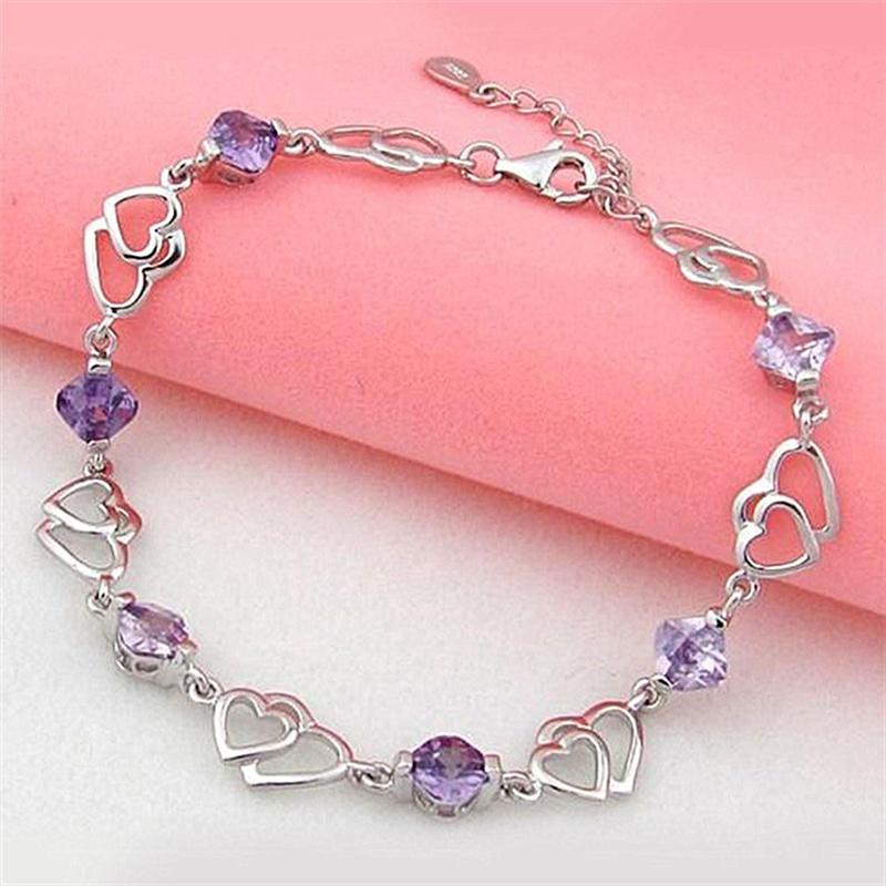 Elegant Love For Women Purple Amethyst Double Hollow Heart to Heart Romantic Jewelry Gifts Bracelet
Elegant Love For Women Purple Amethyst Double Hollow Heart to Heart Romantic Jewelry Gifts Bracelet