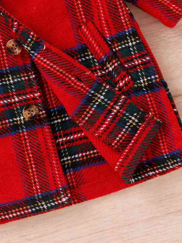 Baby Tartan Slant Pockets Coat SHE