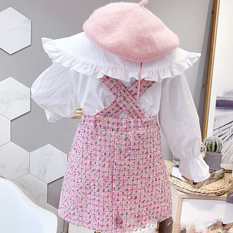 Humor Bear 2019 Autumn New Girls Suit Big Collar Doll Long Sleeve Shirt + Vest Skirt 2Pcs Korean Style Children's Clothing SetX1019