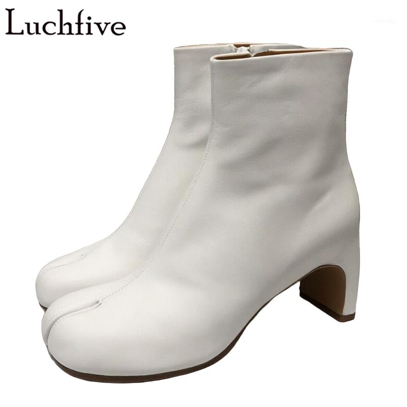 Genuine Leather Split Toe Boots Femme High Heels Shoes Woman Runway Zipper Ankle Boots White Short Women1
Genuine Leather Split Toe Boots Femme High Heels Shoes Woman Runway Zipper Ankle Boots White Short Women1