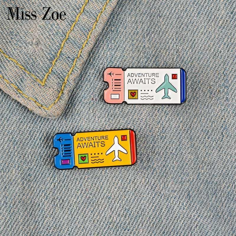 Air tickets Enamel Pin Custom Adventure Awaits Brooches Shirt Lapel Bag Yellow White Badge Outdoors Jewelry Gift for Friends1
Air tickets Enamel Pin Custom Adventure Awaits Brooches Shirt Lapel Bag Yellow White Badge Outdoors Jewelry Gift for Friends1