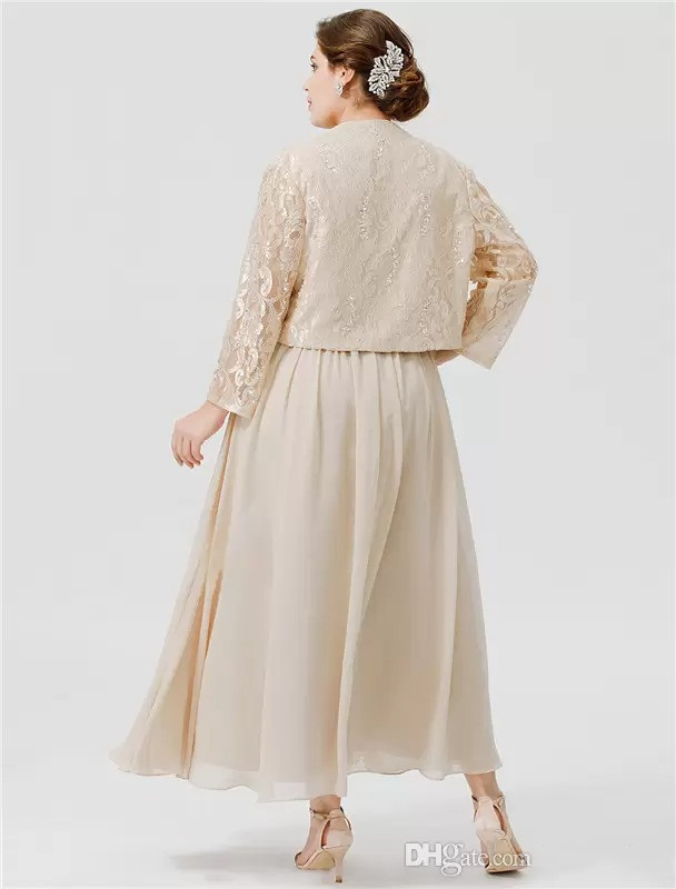 Plus-size Mother Of The Bride Dresses Two-piece Long Sleeve Square Appliques race Evening Dress Floor Length Custom Made Prom Gowns