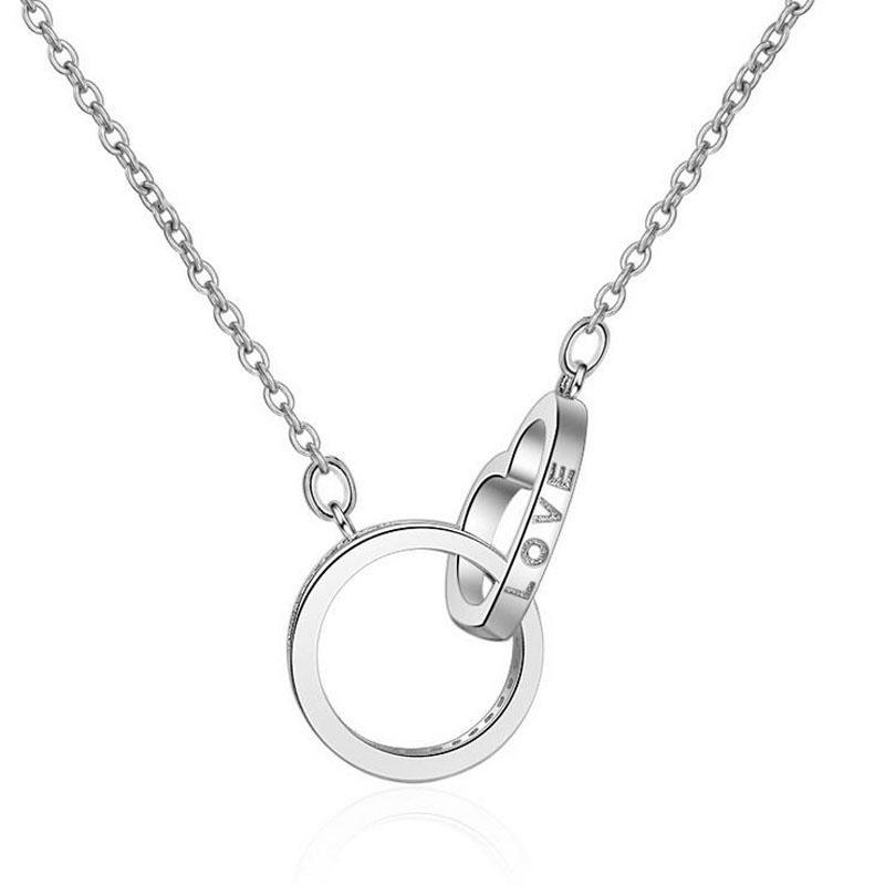 Woman Shiny Zircon Heart Circle Double Buckle Pendant Necklace Female 925 Silver Clavicle Necklace Valentine's Gift Jewelry N265
Woman Shiny Zircon Heart Circle Double Buckle Pendant Necklace Female 925 Silver Clavicle Necklace Valentine's Gift Jewelry N265