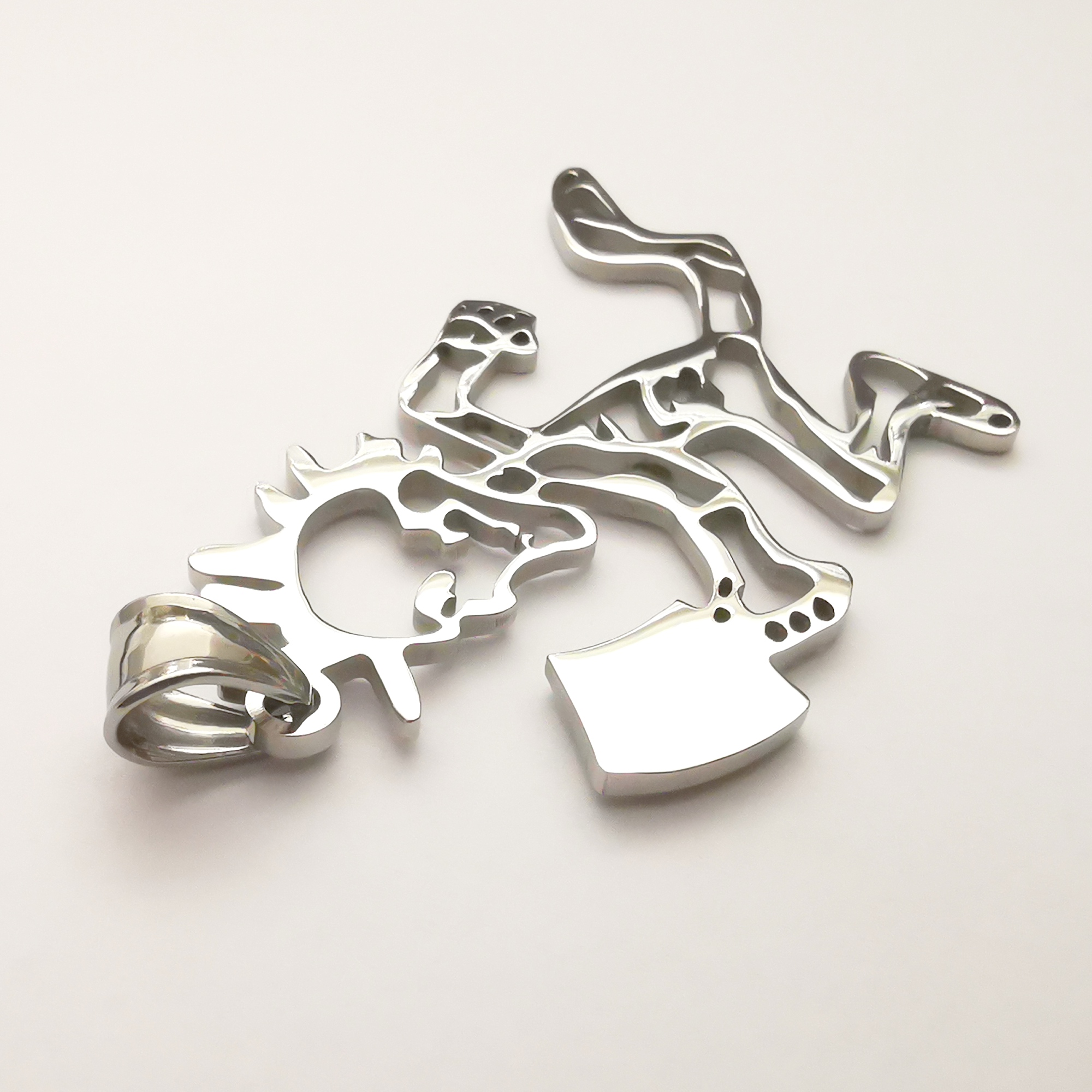 (silver ) large 2inch tall hollow out Hatchetman men "Joker Card" Stainless Steel ICP Charms pendant w/30'' ball chain necklace