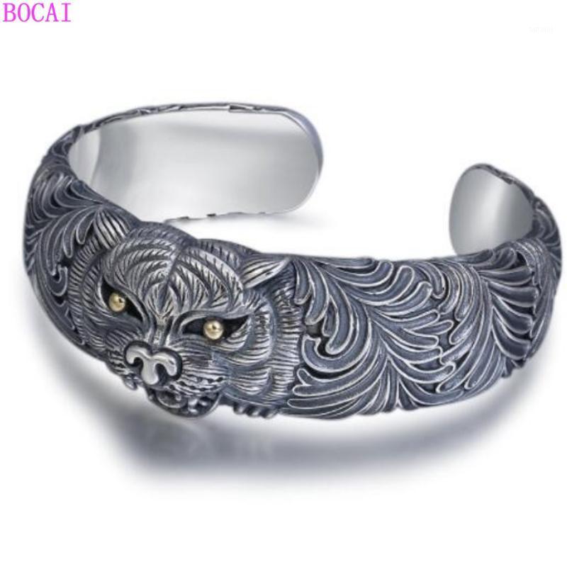 S925 Sterling Silver men's bracelet opening Bracelet Thai silver aggressive personality retro tiger head for men1
S925 Sterling Silver men's bracelet opening Bracelet Thai silver aggressive personality retro tiger head for men1
