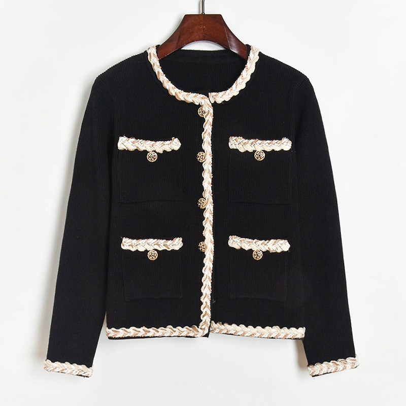 2021 Women's Jerseys Retro Autumn New Round Lining Pocket Sleeve Cardigan, Thick Knitted or Crocheted Sweater Mujer 68DK, Black
2021 Women's Jerseys Retro Autumn New Round Lining Pocket Sleeve Cardigan, Thick Knitted or Crocheted Sweater Mujer 68DK, Black