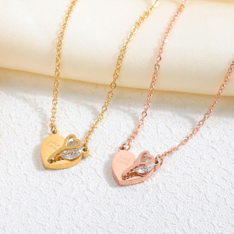 Pendant Necklaces Fashion Golden/Rose Gold Stainless Steel Heart&Key Shape Clip Zirconia For Women Jewelry XL048
Pendant Necklaces Fashion Golden/Rose Gold Stainless Steel Heart&Key Shape Clip Zirconia For Women Jewelry XL048