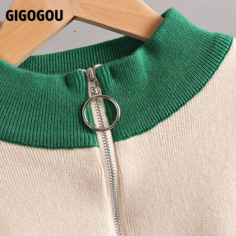 GIGOGOU Color Block Women's Tracksuit Knitted Harem Pant Set Woman 2/Two Pieces Winter Autumn Sportwear Clothes Suits 220315