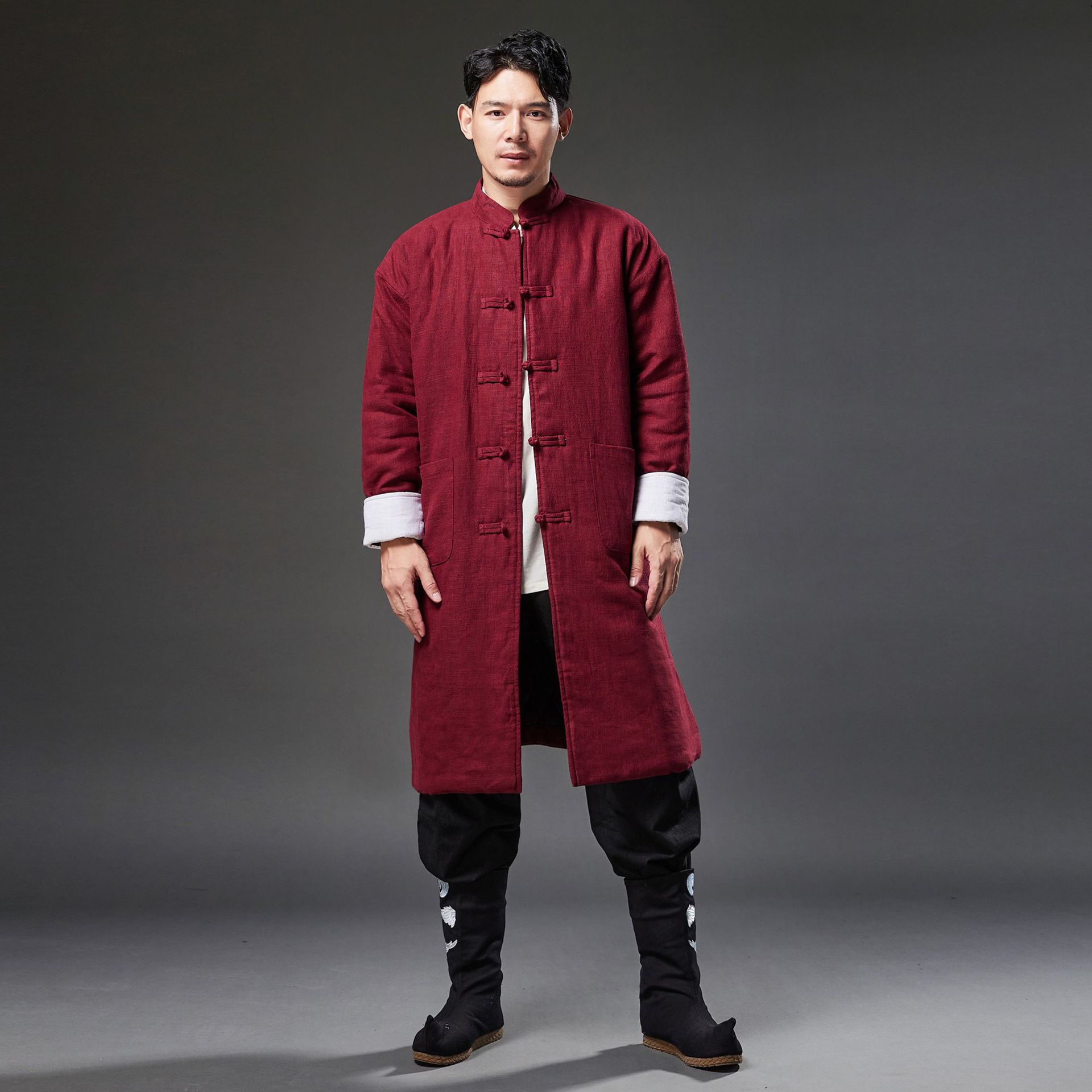 Traditional Chinese ethnic Clothing for men Cotton linen men's Cheongsam male Tang Suit Spring Autumn Hanfu Oriental outfit