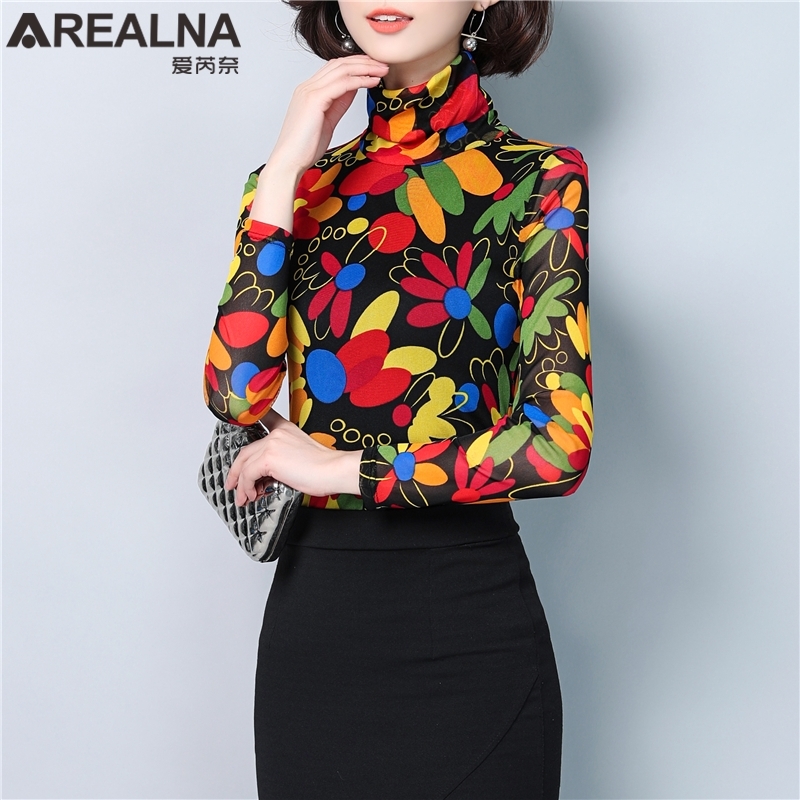 Women's Sheer Turtleneck Tops Chic Transparent Blouses Women Korean Printed Floral Blouse Long Sleeve Shirt Oversize Blusas 201201
Women's Sheer Turtleneck Tops Chic Transparent Blouses Women Korean Printed Floral Blouse Long Sleeve Shirt Oversize Blusas 201201