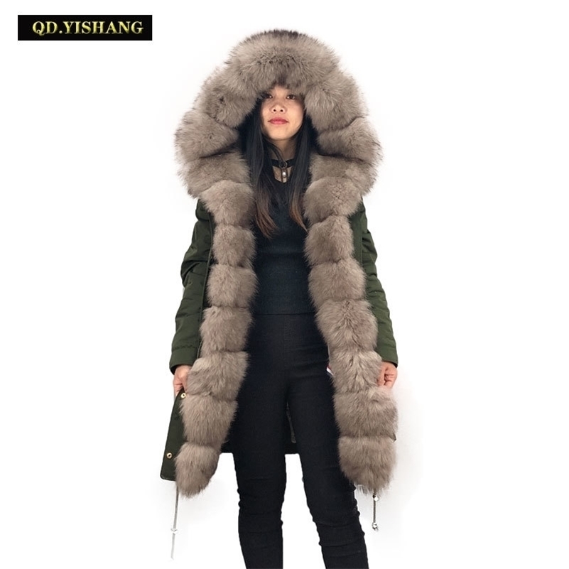 parka Winter woman jacket coat real rabbit lining Natural Fox fur collar QD.YISHANG 201103