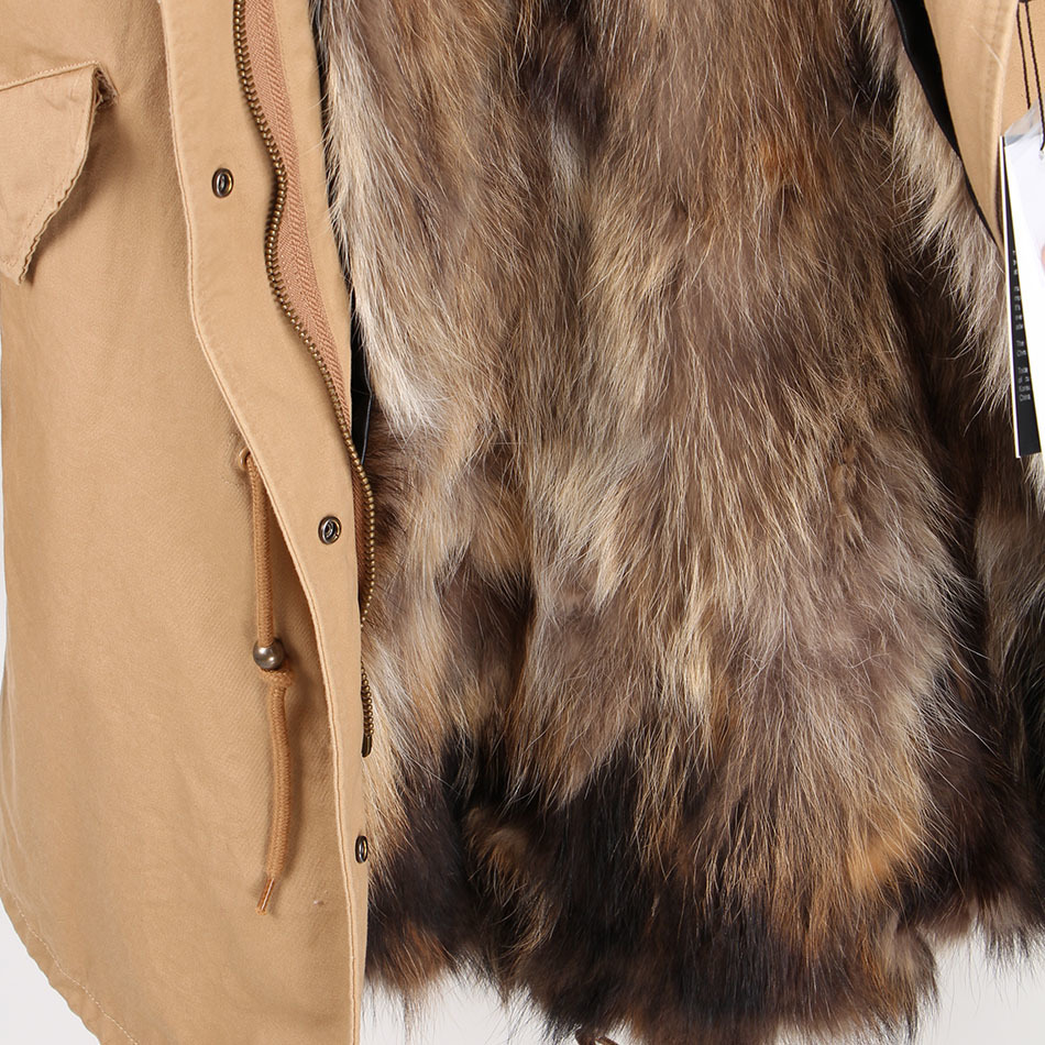 Women Parkas Real Natural Fur Winter Parka Raccoon Fur Collar Fox Fur Liner Jacket Coat Women's jacket 201125