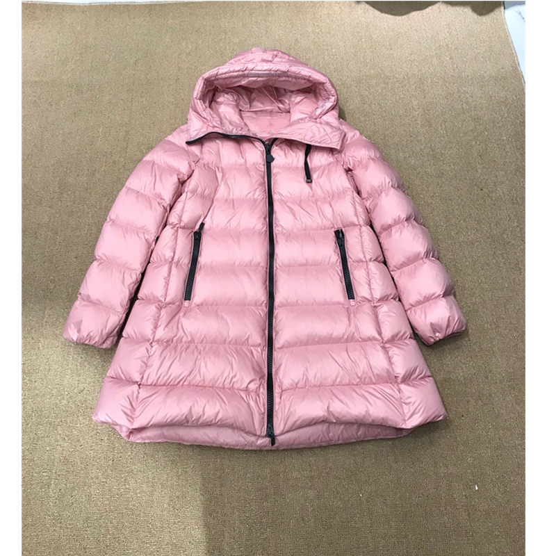 High quality warm sweet style pink coat 90% white duck filling zipper hooded winter down jacket women 201019