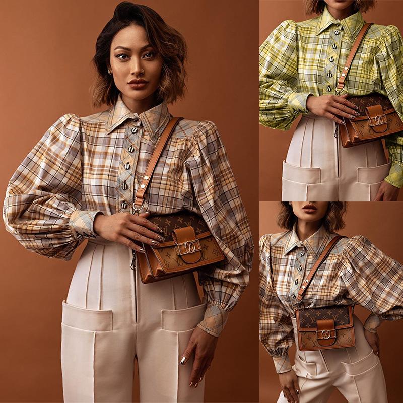 Women' Blouses & Shirts Women Fashion Plaid Shirt Casual Blouse Long Sleeve Lapel Top For Shopping Daily Wear, Khaki
Women' Blouses & Shirts Women Fashion Plaid Shirt Casual Blouse Long Sleeve Lapel Top For Shopping Daily Wear, Khaki