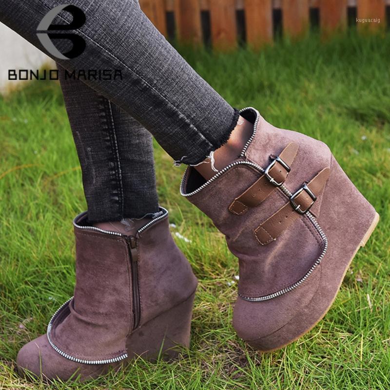 BONJOMARISA Brand Round Toe Buckle Platform Winter Boots Wedges Zipper Solid Flock Boots Women Casual Leisure Shoes Woman1, Black
BONJOMARISA Brand Round Toe Buckle Platform Winter Boots Wedges Zipper Solid Flock Boots Women Casual Leisure Shoes Woman1, Black