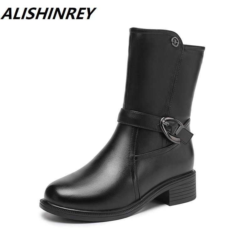 ALISHINREY Winter Women's Boots Warm Genuine Leather Snow Boots Female Rubber Soles Mid-Calf Fashion High Heels Shoes Woman, Black 3392
ALISHINREY Winter Women's Boots Warm Genuine Leather Snow Boots Female Rubber Soles Mid-Calf Fashion High Heels Shoes Woman, Black 3392