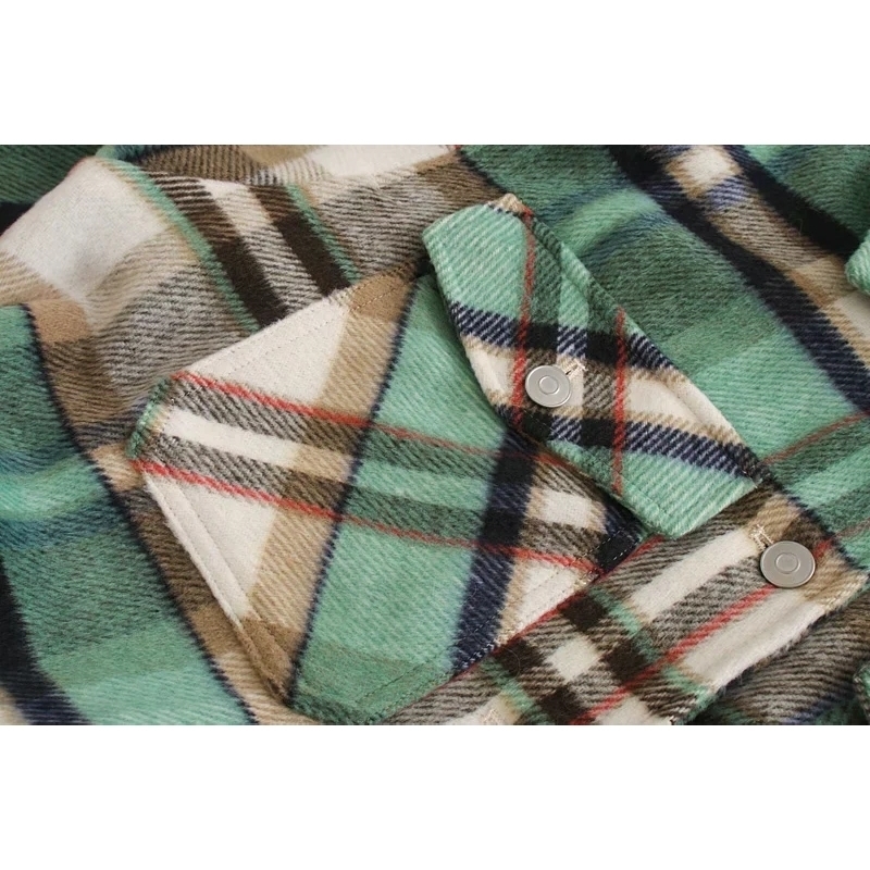 women winter coat Fashion green Plaid jacket women casual coats Streetwear thick Oversized jacket female outwear 201112