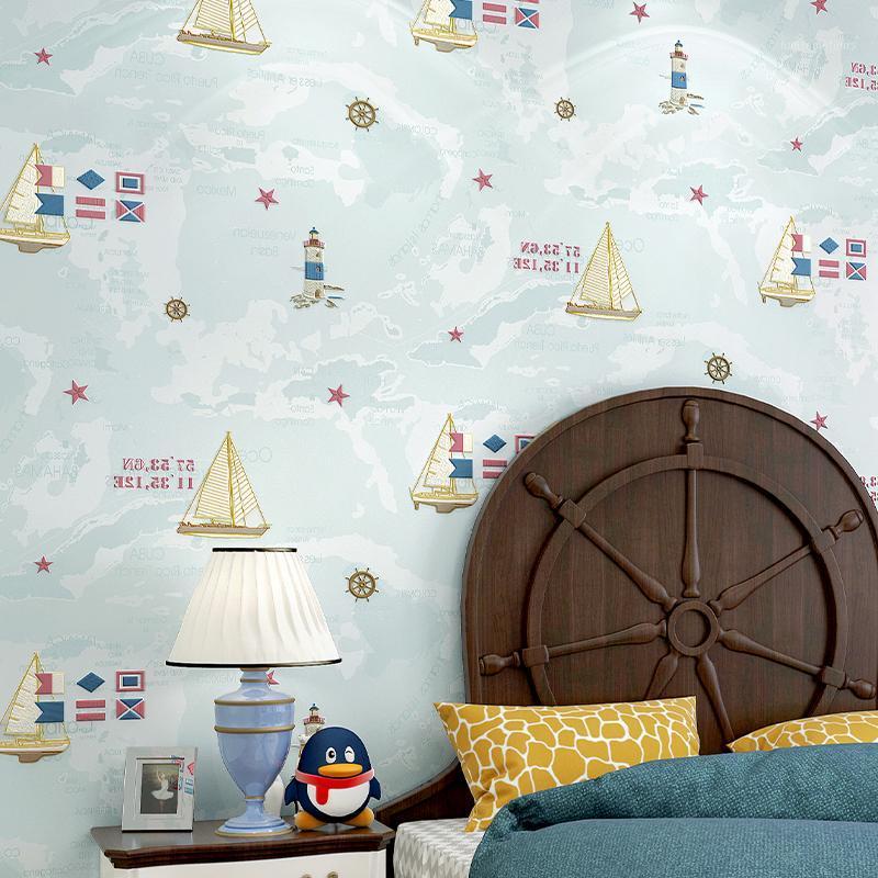 Vintage Blue Sailboat Lighthouse Wallpaper Mediterranean Style Baby Boys Kids Room Wall Paper Roll 3d Children Papier Peint J2291
Vintage Blue Sailboat Lighthouse Wallpaper Mediterranean Style Baby Boys Kids Room Wall Paper Roll 3d Children Papier Peint J2291