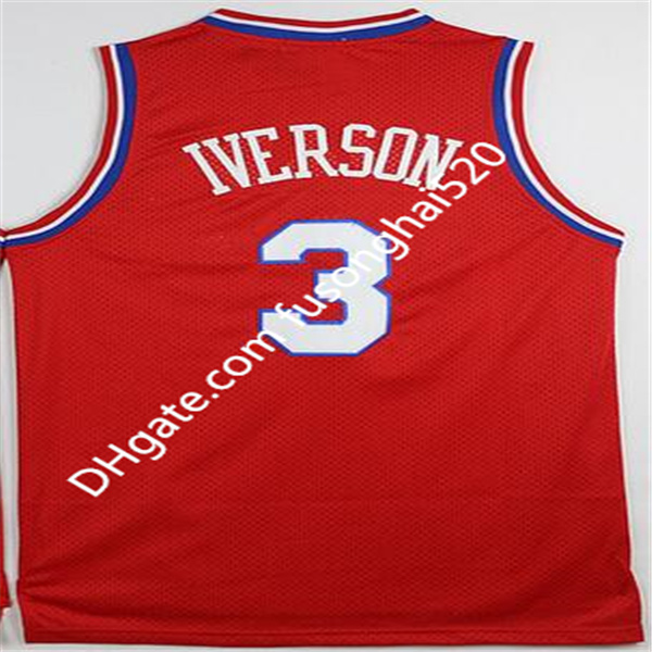 Best-selling Allen Iverson Jersey 3 Allen Iverson White Black Red Rainbow Blue Split 10 Anniversary JerseyEmbroider Logo Fast Shipping