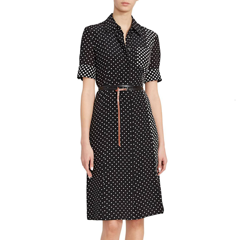 Runway Retro Print Dot Single-breasted Short-sleeves Long Belt Division Thin Temperament Up by Women New High Quality Clothing Mnhm, Black
Runway Retro Print Dot Single-breasted Short-sleeves Long Belt Division Thin Temperament Up by Women New High Quality Clothing Mnhm, Black