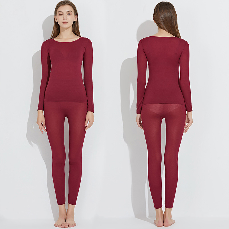 Women's Thermal Underwear Female Lingerie Thermo underwear Set Solid Color Long Sleeves ropa de invierno mujer camisa termica 201027