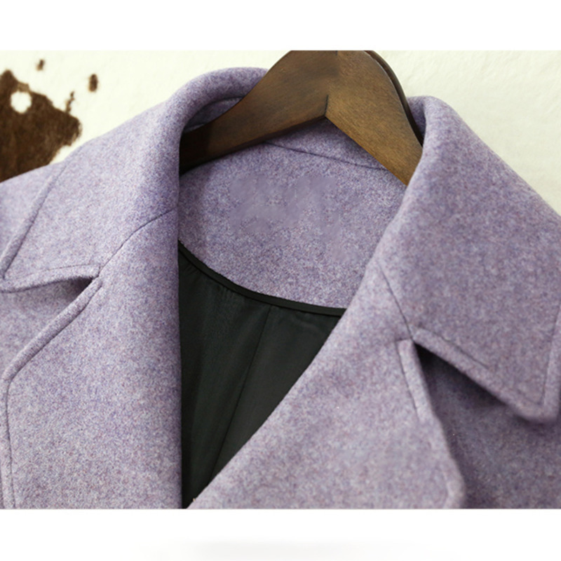 DEAT Autumn Fashion Women's Woolen Coat Full Sleeve High Street Purple Lapel Collar Solid Loose Wild Elegant TX254 201221